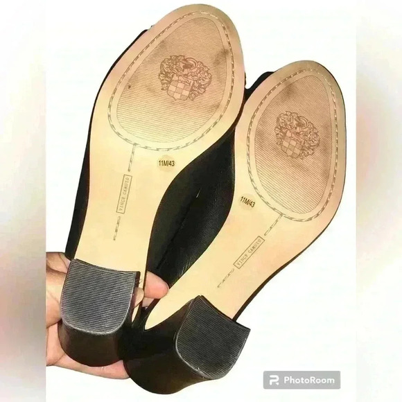Vince Camuto Like New Black Cellia Leather Slingback Opened Peep Toe Heels 11M - Picture 16 of 16